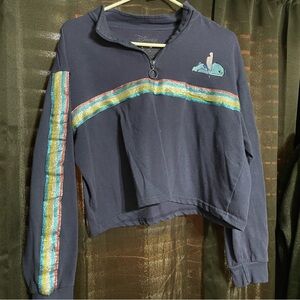 Disney Navy Long Sleeve Top with Rainbow Stripes